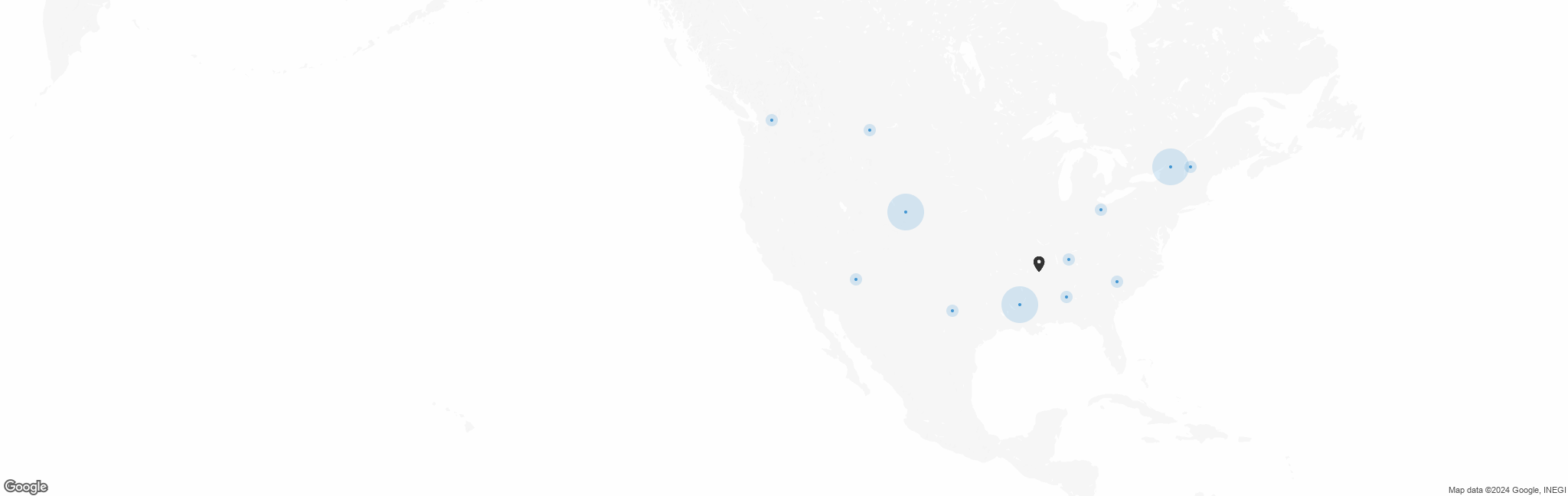 Map of US with pin of National Foundation for Transplants, Inc. location