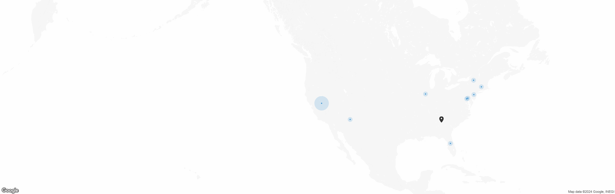 Map of US with pin of Alejandre Foundation location