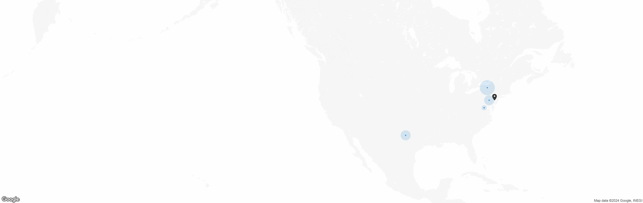 Map of US with pin of Smell and Taste Association of North America location