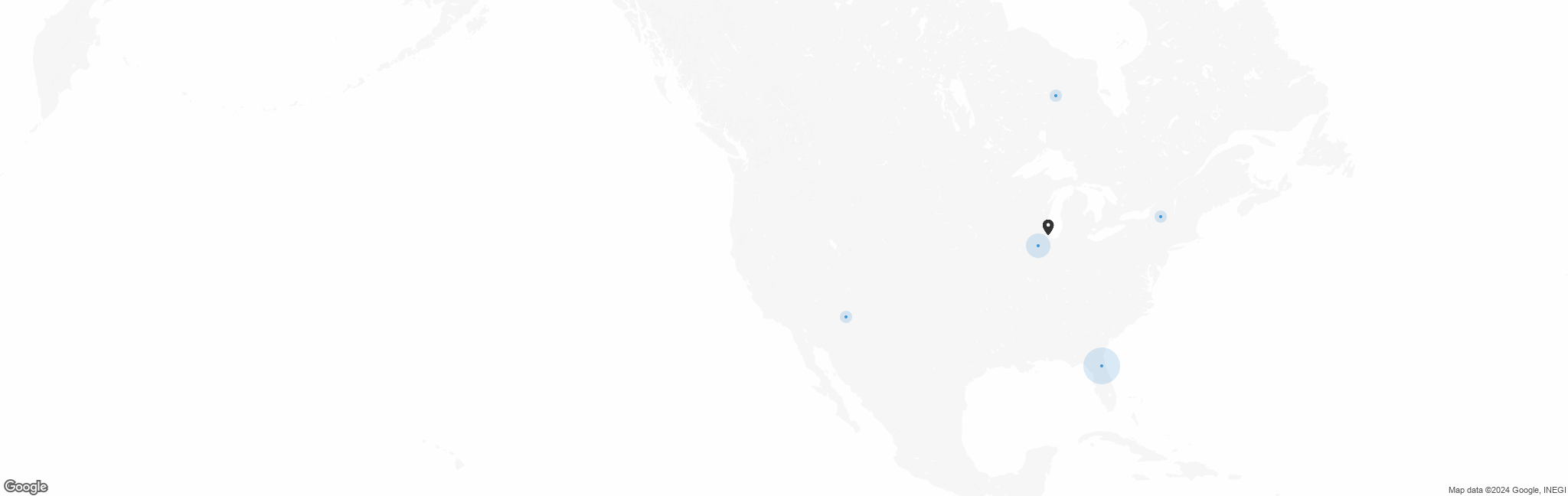 Map of US with pin of Codo A Codo Internacional location